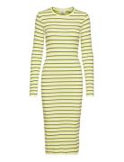 5X5 Stripe Boa Dress Knælang Kjole Yellow Mads Nørgaard