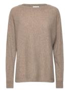 Boat Neck Loose Sweater Tops Knitwear Jumpers Beige Davida Cashmere