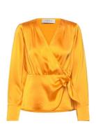 Gili Wrap Top Tops Blouses Long-sleeved Orange NORR