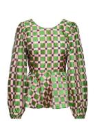 Gara, 1494 Glitter Organza Tops Blouses Long-sleeved Multi/patterned S...