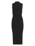 Vistylie High-Neck S/L Rib Knit Dress Maxikjole Festkjole Black Vila
