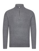 Ribbed Sweater With Zip Tops Knitwear Half Zip Jumpers Grey Mango