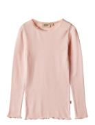 Rib T-Shirt L/S Reese Tops T-shirts Long-sleeved T-Skjorte Pink Wheat