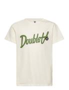 Ola Kids Script & Badge T-Shirt Tops T-Kortærmet Skjorte Cream Wood Wo...