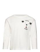 Printed Long Sleeve T-Shirt Tops T-shirts Long-sleeved T-Skjorte White...