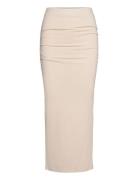Soft Touch Ruched Long Skirt Lang Nederdel Cream Gina Tricot