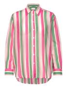 Rel Striped Ctn Silk Shirt Tops Shirts Long-sleeved Green GANT