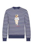 Polo Bear Striped Fleece Sweatshirt Tops Knitwear Round Necks Blue Pol...