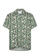 Ornament Aop Tencel Ss Shirt Tops Shirts Short-sleeved Green Les Deux