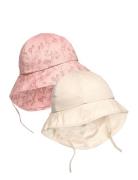 Summer Hat W. String 2-Pack Solhat Multi/patterned En Fant