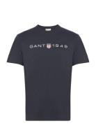 Printed Graphic Ss T-Shirt Tops T-Kortærmet Skjorte Black GANT