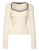 Contrast Knitted Top Tops T-shirts & Tops Long-sleeved Cream Gina Tric...