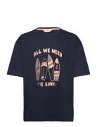 Surf Printed T-Shirt Tops T-Kortærmet Skjorte Navy Mango