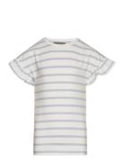 T-Shirt Ss Stripe Tops T-Kortærmet Skjorte Blue Creamie
