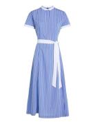 Stripe Ss Midi Dress Knælang Kjole Blue Tommy Hilfiger