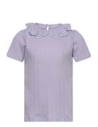 T-Shirt Ss Pointelle Tops T-Kortærmet Skjorte Purple En Fant