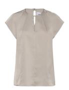 Shiny Satin Ss Blouse Tops Blouses Short-sleeved Silver Calvin Klein