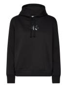 Monologo Regular Hoodie Tops Sweatshirts & Hoodies Hoodies Black Calvi...