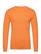Cotton Cable C-Neck Tops Knitwear Round Necks Orange GANT