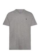Classic Fit Jersey V-Neck T-Shirt Tops T-Kortærmet Skjorte Grey Polo R...