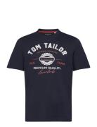 Logo Tee Tops T-Kortærmet Skjorte Navy Tom Tailor