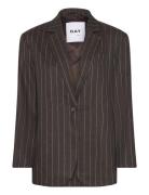 Emile - Casual Linen Stripe Blazers Single Breasted Blazers Brown Day ...