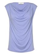 Viscose T-Shirt Tops T-shirts & Tops Sleeveless Blue Rosemunde
