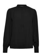 Draw Meg Shirt Tops Blouses Long-sleeved Black Bruuns Bazaar