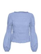 Crhenva Blouse Tops Blouses Long-sleeved Blue Cream