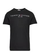Essential Tee S/S Tops T-Kortærmet Skjorte Black Tommy Hilfiger