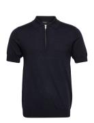 Mapolo Knit Tops Knitwear Short Sleeve Knitted Polos Blue Matinique