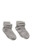Baby Rib Sock W. Fold  Socks & Tights Baby Socks Grey Minymo
