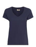 Mmarden Organic V-Ss Tee Tops T-shirts & Tops Short-sleeved Navy MOS M...