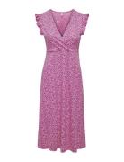 Onlmay Life S/L Wrap Midi Dress Jrs Noos Knælang Kjole Pink ONLY