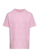 Owl Aop T-Shirt - Gots/Vegan Tops T-Kortærmet Skjorte Pink Knowledge C...