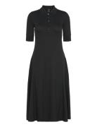 Cotton-Blend Polo Dress Knælang Kjole Black Lauren Ralph Lauren