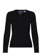Cable-Knit Cotton V-Neck Sweater Tops Knitwear Jumpers Black Polo Ralp...