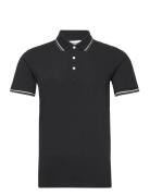 Polo Shirt With Contrast Piping Tops Polos Short-sleeved Black Lindber...