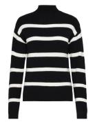 Viril Mockneck L/S Knit Rib Top 2- Noos Tops Knitwear Turtleneck Black...