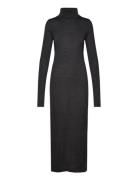 Wool-Blend Jersey Roll Neck Midi Dress Knælang Kjole Black Polo Ralph ...