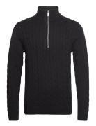 Slhryan Structure Half Zip Tops Knitwear Half Zip Jumpers Black Select...