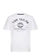 T-Shirt With Logo Print Tops T-Kortærmet Skjorte White Tom Tailor