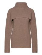 Recycled Wool Overlay Sweater Tops Knitwear Turtleneck Brown Calvin Kl...