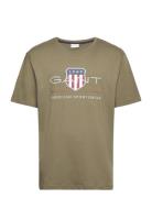 Reg Archive Shield Ss T-Shirt Tops T-Kortærmet Skjorte Khaki Green GAN...