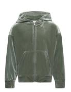 Hoodie Full Zip Tops Sweatshirts & Hoodies Hoodies Green Rosemunde Kid...