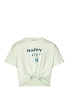 Cropped Knotted T-Shirt Tops T-Kortærmet Skjorte Green Tom Tailor