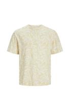 Jorlafayette Aop Tee Ss Crew Neck Ln Tops T-Kortærmet Skjorte Yellow J...