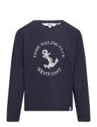Crawford Ls Tee Tops T-shirts Long-sleeved T-Skjorte Navy Ebbe Kids
