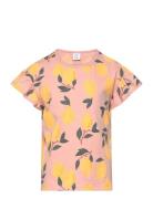 Top Frill Sleeve Lemon Aop Tops T-Kortærmet Skjorte Pink Lindex