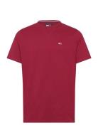 Tjm Slim Rib Detail Tee Tops T-Kortærmet Skjorte Red Tommy Jeans